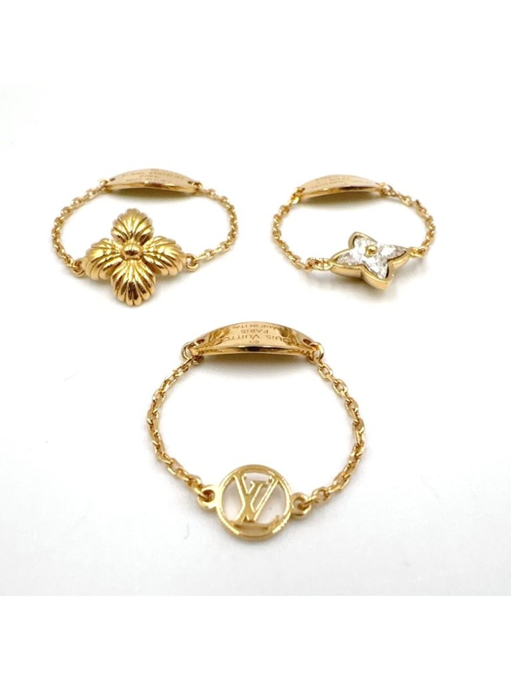 Louis Vuitton Blooming Strass Set Metal Gold Ring